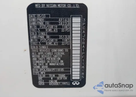 2023 Infiniti Qx50 Luxe from USA, damaged, VIN 3PCAJ5BA1PF118185